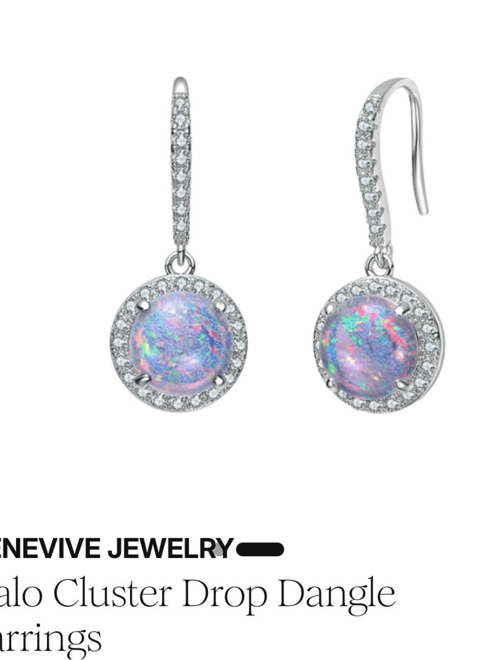 Genevive Jewelry Pink Opal Halo Drop Earrings